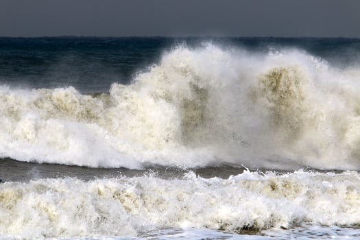 Storm on the Mediterranean Sea in northern Israel. photo