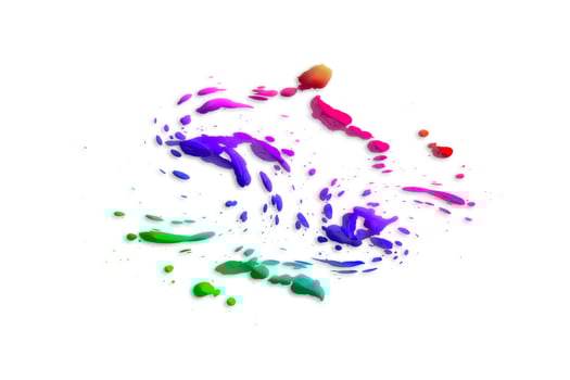 Colorful drops isolated on white background,paint splashing,brush drips, abstract pattern photo