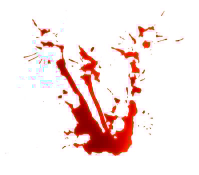 closeup drops of red blood isolated on white background,abstract pattern photo