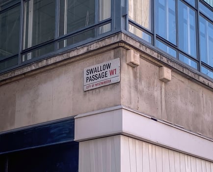 Swallow passage sign in the city of London photo