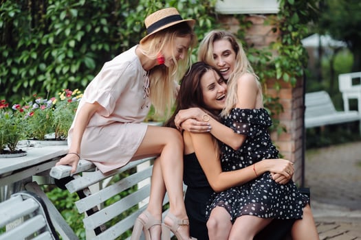 three girls on the bench photo
