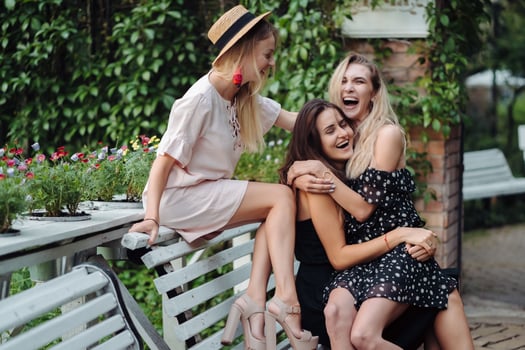 three girls on the bench photo
