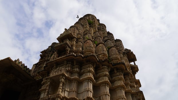 close-up image gopinath temple of Rajasthan in the middle of the mountains photo