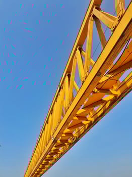 This is the steel structure of a launcher gantry that will be used for erection precast concrete I Girder PCI Girder. photo