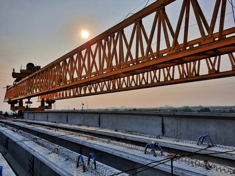 This is the steel structure of a launcher gantry that will be used for erection precast concrete I Girder PCI Girder photo