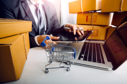 Business woman start up small business entrepreneur SME success .freelance woman working at home with Online Parcel delivery. SME and packaging deliveryconcept photo