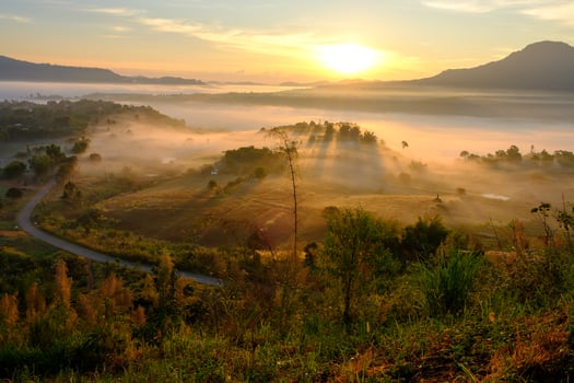 Landscape fog in morning sunrise at Khao Takhian Ngo View Point at Khao-kho Phetchabun,Thailand photo