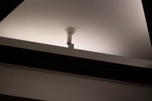 Light design. Lighting equipment on ceiling. Architecture details. photo