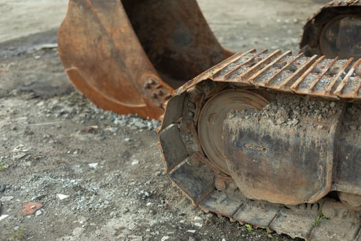 Escalator track. Details of heavy machinery. photo