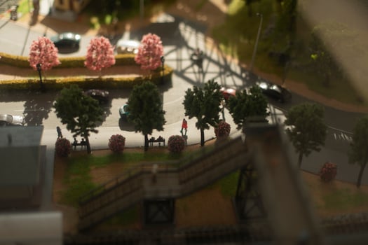 Model of small town. Model of mountain locality. photo