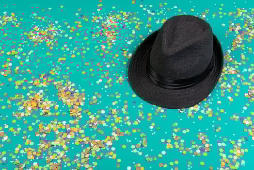 Background of confetti with elements related to the carnival and summer photo