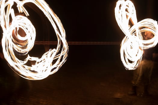 Flames in dark. Details of fire. Fire on black background. photo