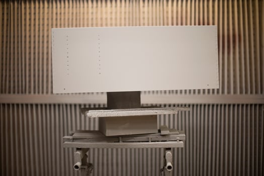 Grey painted box. Painted wood. Gray object. photo