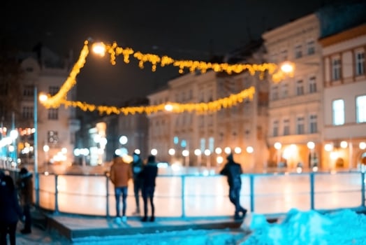 ice skating rink on the square photo