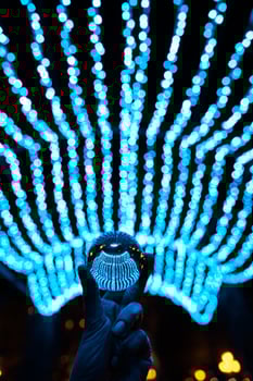 crystal ball stay in blue garland lights photo