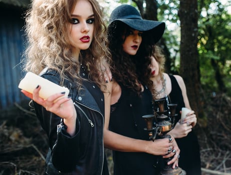 three vintage women as witches photo
