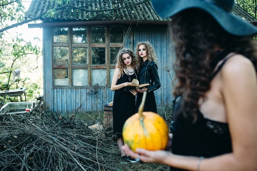 three vintage women as witches photo