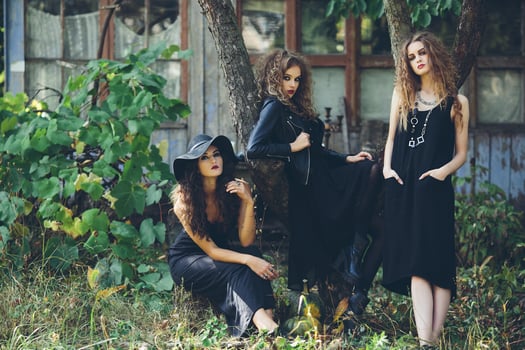 three vintage women as witches photo