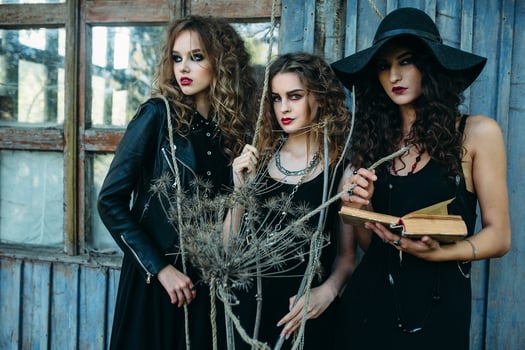 three vintage women as witches photo