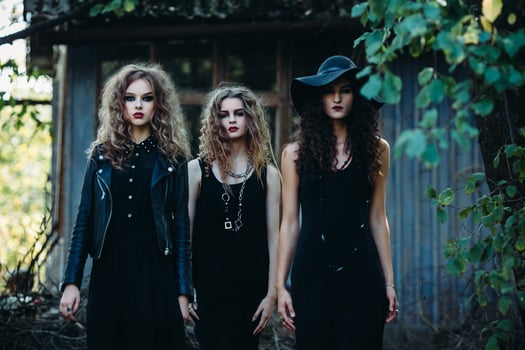 three vintage women as witches photo