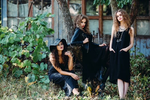 three vintage women as witches photo
