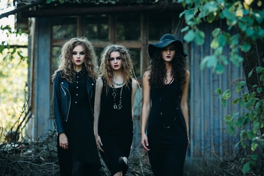 three vintage women as witches photo