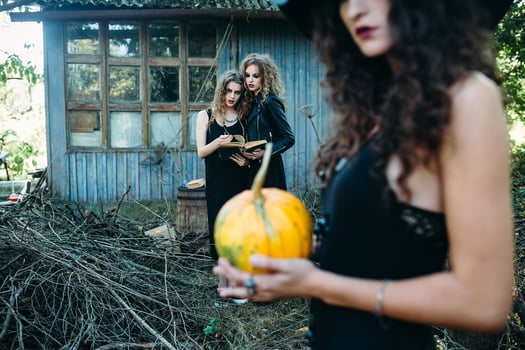 three vintage women as witches photo