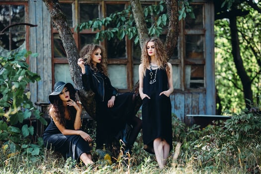 three vintage women as witches photo