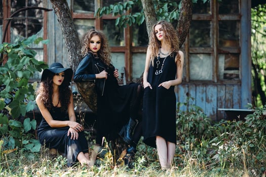 three vintage women as witches photo