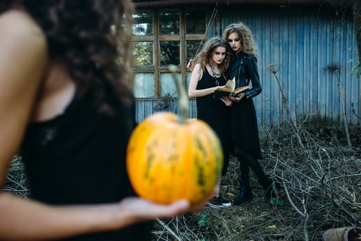 three vintage women as witches photo