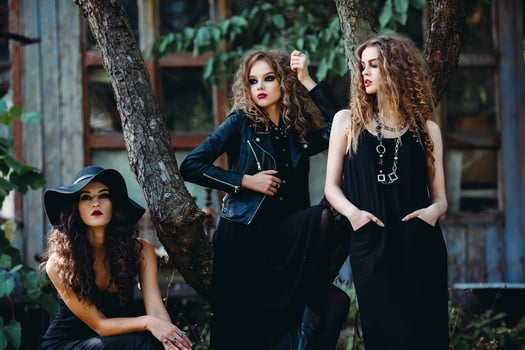 three vintage women as witches photo
