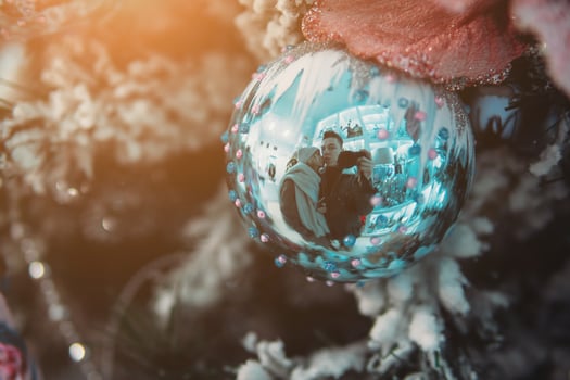 Christmas tree branch with toys photo