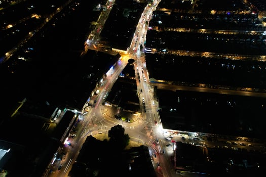 Beautiful Aerial View of Bury Park Luton England UK at Night photo
