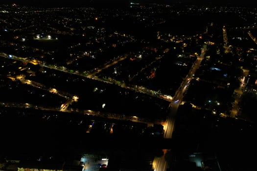 Beautiful Aerial View of Bury Park Luton England UK at Night photo