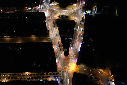 Beautiful Aerial View of Bury Park Luton England UK at Night photo