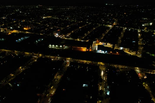 Beautiful Aerial View of Bury Park Luton England UK at Night photo