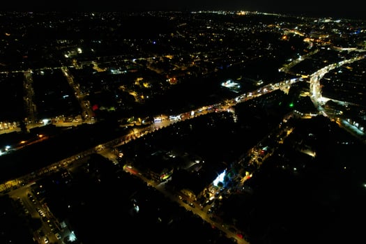 Beautiful Aerial View of Bury Park Luton England UK at Night photo