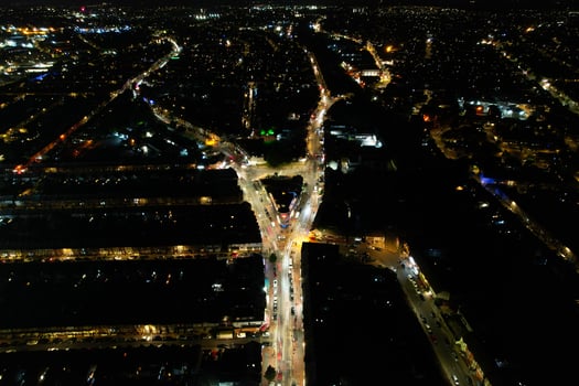 Beautiful Aerial View of Bury Park Luton England UK at Night photo