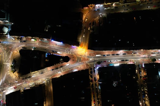 Beautiful Aerial View of Bury Park Luton England UK at Night photo