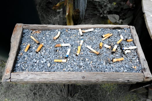 Cigarettes Box in ashtray.Smoking is bad for your health. photo