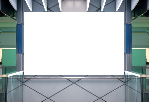 Billboard with mock up white screen at subway station photo