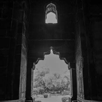 Mughal Architecture inside Lodhi Gardens, Delhi, India, Beautiful Architecture Inside the The Three-domed mosque in Lodhi Garden is said to be the Friday mosque for Friday prayer, Lodhi Garden Tomb photo
