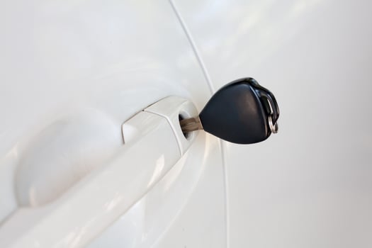 Car keys left in the car door photo