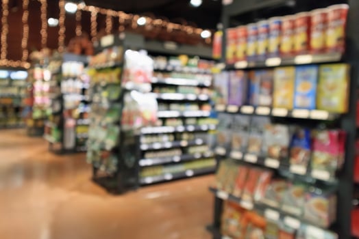 Abstract blur supermarket aisle defocused background photo