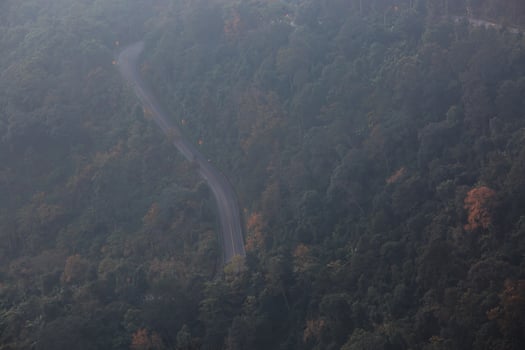 Top view, road in beautiful mountains photo