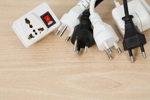 Electrical appliances plugs full of all plugs or plugs together. Because of the risk of causing a short circuit from high heat accumulated in the wires. photo
