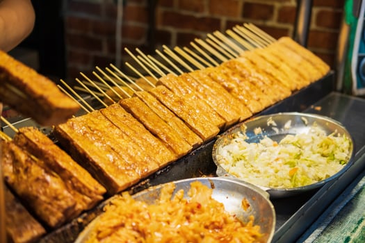 Stinky Tofu at Taiwanese street food night market photo