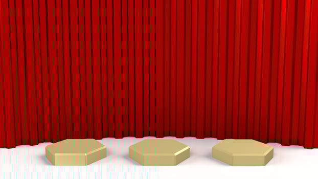 Golden Mockup Platform Podium For Product Presentation Abstract Element Background Template photo