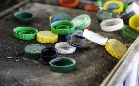 Dirty plastic caps photo