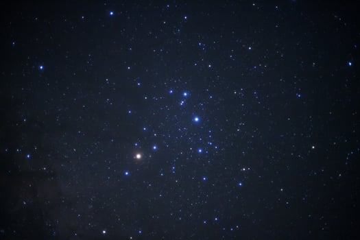 A wide angle view of the Antares Region of the Milky Way,Long exposure photograph, with grain photo